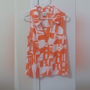 Cabi orange and white flowy tank, size small